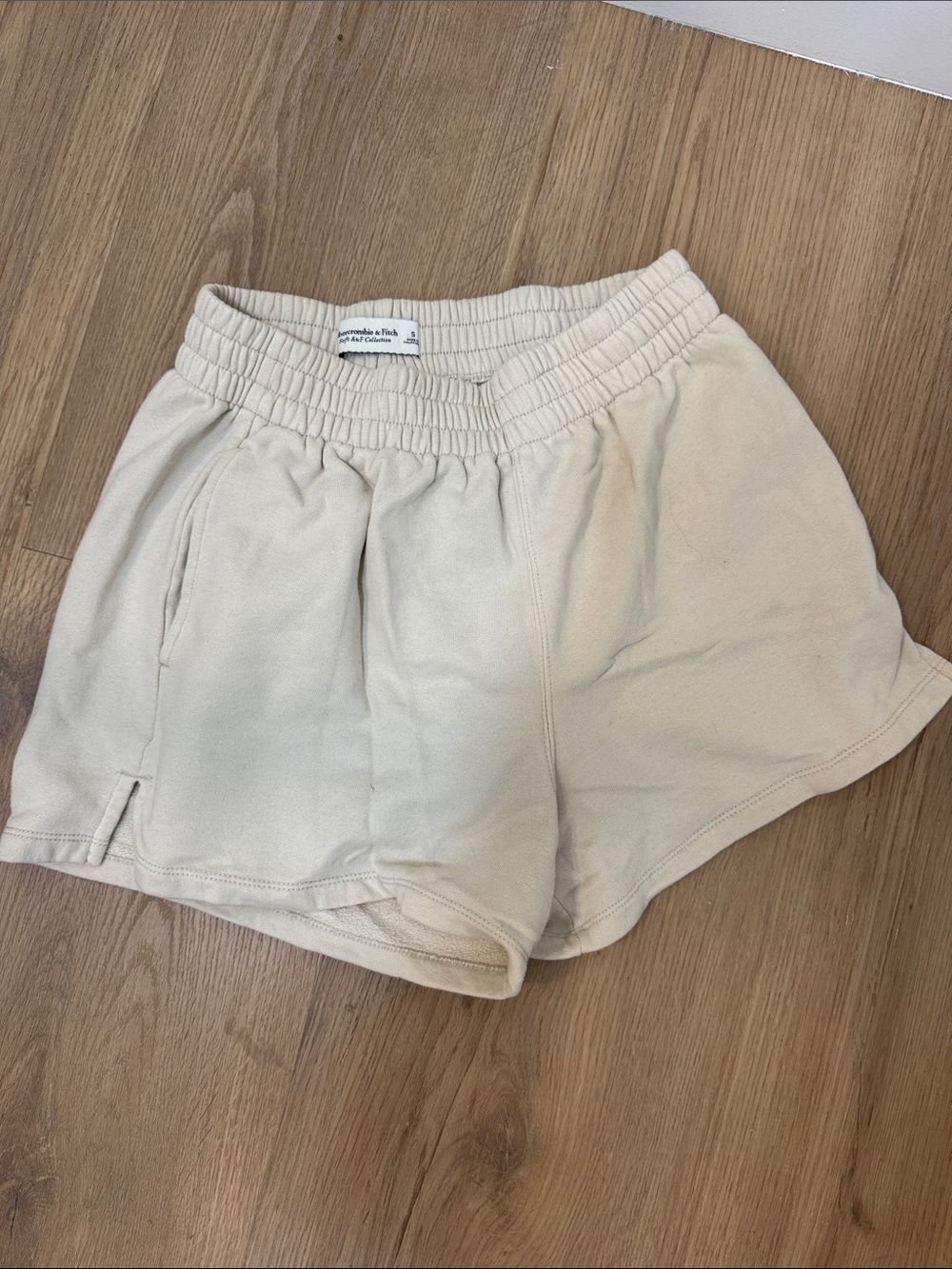 Abercrombie & Fitch Cream High-Waist soft AF Shorts